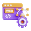 Web geliştirme konsepti ile mor ikon tasarımı