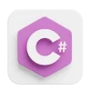 C Sharp programlama dili logosu mor altıgen‍