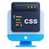 Bilgisayar ekranında CSS logosu ve kodlar